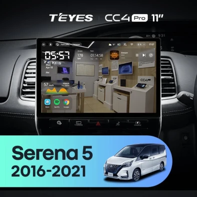 Штатная магнитола Teyes CC4 Pro 8/128 Nissan Serena 5 V C27 (2016-2021) F1 Правый руль (11")