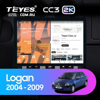 Штатная магнитола Teyes CC3 2K 360 6/128 Renault Logan 1 (2004-2009) (13")