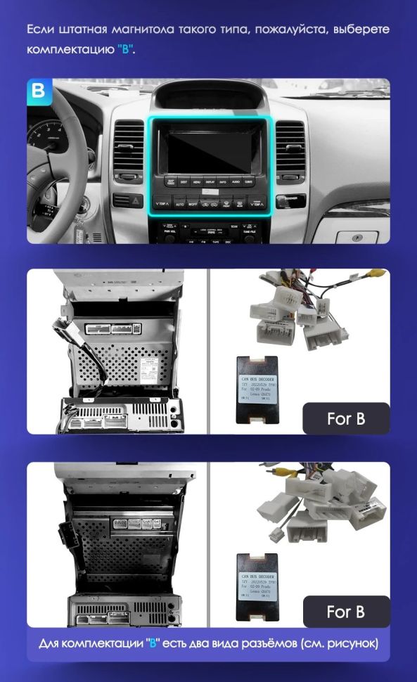 Штатная магнитола Tesla style Teyes TPRO 2 4/32 Toyota Land Cruiser Prado 120 (2002-2009) Тип-B